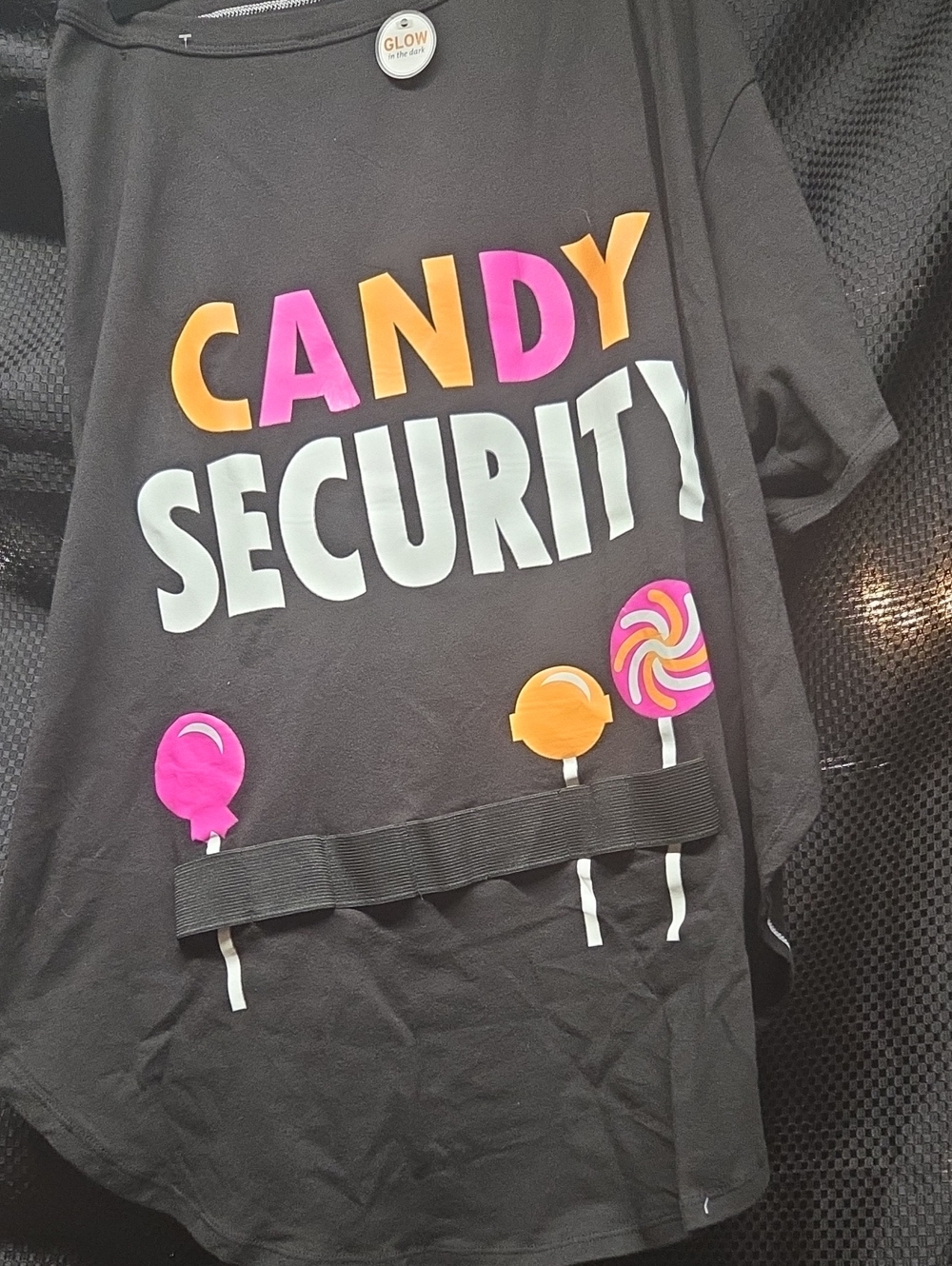 Candy Security Dog Tee — Black with Pink & Orange Accents XL